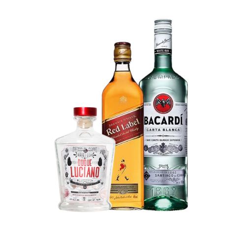 Ron Bacardi Carta blanca 980ml + Johnnie Walker Et Roja + Raicilla Duque Luciano
